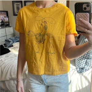 American Eagle Yellow Cowboy Baby Tee Size XS